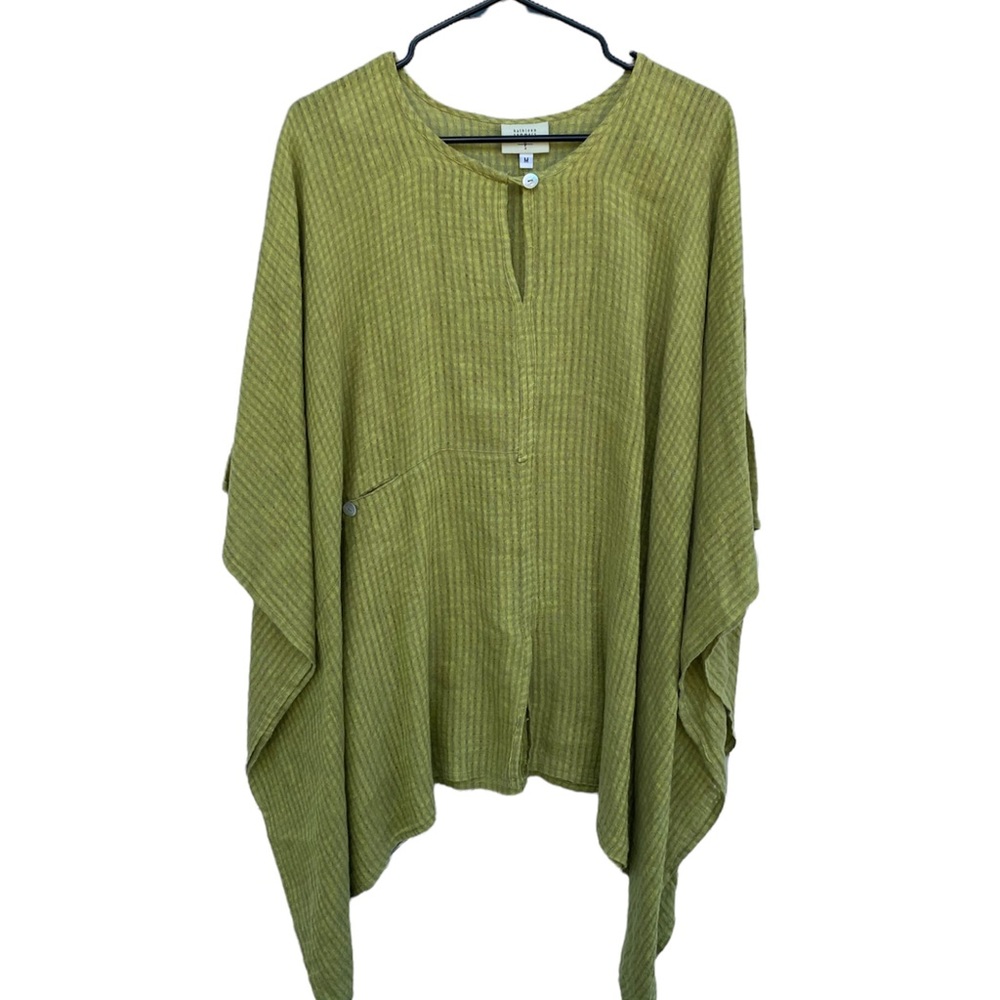 Kathleen Sommers 100% Linen oversized Poncho style gingham print